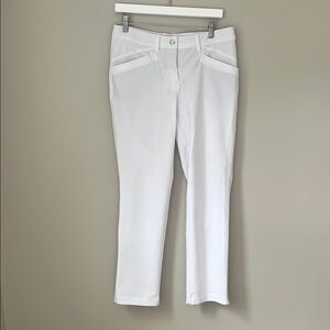 Crisp White Straight Leg Pants with Structured Fabric